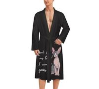 FWJZDSP Non giudicare il mio gatto Sphynx, accappatoio, accappatoio da spa, unisex, pigiama, abbigliamento da casa, leggero