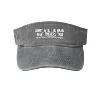 FWJZDSP Non mordere la Mano Che Ti Tocca, Cappelli da Baseball con Visiera Parasole in Cotone con Parte Superiore Vuota, per Uomo e Donna, Nero
