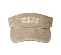 FWJZDSP Non mordere la Mano Che Ti Tocca, Cappelli da Baseball con Visiera Parasole in Cotone con Parte Superiore Vuota, per Uomo e Donna, Nero