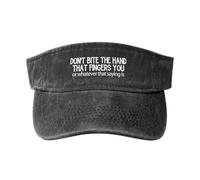 FWJZDSP Non mordere la Mano Che Ti Tocca, Cappelli da Baseball con Visiera Parasole in Cotone con Parte Superiore Vuota, per Uomo e Donna, Nero