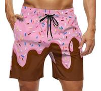 FWJZDSP Pantaloncini da Spiaggia Estivi Casual con Coulisse e Tasche, da Uomo, con glassa gocciolante e granelli Colorati