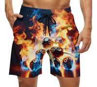 FWJZDSP Pantaloncini da Spiaggia Estivi Casual da Uomo con Coulisse, vestibilità Classica, con Tasche e Palline della Lotteria in Fiamme