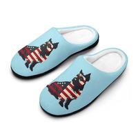 FWJZDSP Pantofole da uomo in cotone con motivo Animal World 4th of July Patriotic Dog Scottish Terrier, chiuse, antiscivolo, leggere, per interni ed esterni