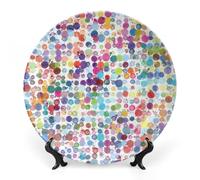 FWJZDSP Piatti decorativi da appendere alla parete, 8", piatto rotondo con supporto, piatti da portata in ceramica, piatto in porcellana con motivo ad, decorazione da parete per il Ringraziamento