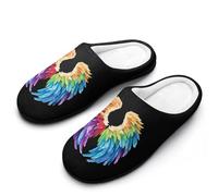 FWJZDSP Piume in ali arcobaleno Flight Angels pantofole da donna in cotone morbide scarpe da casa chiuse pantofole antiscivolo per interni ed esterni
