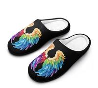 FWJZDSP Piume in ali arcobaleno Flight Angels Pantofole da uomo in cotone con punta chiusa Pantofole da casa antiscivolo leggere per interni ed esterni