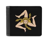 FWJZDSP Portafoglio bifold sottile con tasca frontale e porta carte di credito con bandiera Sicilian1