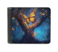 FWJZDSP Portafoglio sottile a due ante con ali di farfalla luminose e glitter per uomo, portafogli in pelle con fermasoldi, borsa verticale