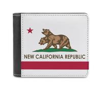 FWJZDSP Portafoglio sottile a due ante con bandiera della Repubblica della Nuova California per uomo, portafogli in pelle con fermasoldi, borsa verticale