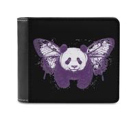 FWJZDSP Portafoglio sottile a due ante con motivo panda e ali di farfalla per uomo, portafogli in pelle con fermasoldi, borsa verticale