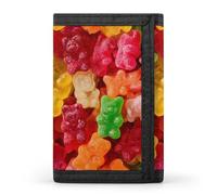 FWJZDSP Portafoglio sottile a tre ante con orsetti gommosi colorati, portamonete, porta carte e portachiavi per uomo e donna