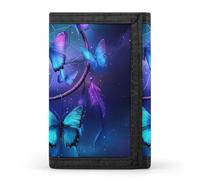 FWJZDSP Portafoglio sottile a tre ante con portamonete e portachiavi a forma di farfalla viola acchiappasogni per uomo e donna