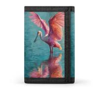 FWJZDSP Portafoglio sottile a tre ante con portamonete e portachiavi Roseate Spoonbill per uomo e donna
