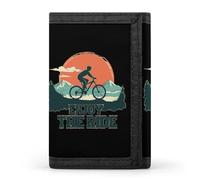 FWJZDSP Portafoglio sottile a tre ante Enjoy The Ride Cycling Cyclist, portamonete, porta carte con portachiavi per uomo e donna