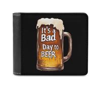 FWJZDSP Portafoglio sottile bifold da uomo con fermasoldi, in pelle, con portamonete verticale, modello A Bad Day to Be Beer