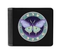 FWJZDSP Portafoglio sottile bifold Luna Hawkmoth per uomo, portafogli in pelle con fermasoldi, borsa verticale