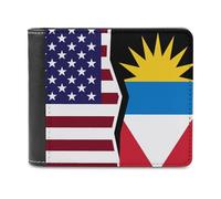FWJZDSP Portafoglio sottile con tasca frontale e porta carte di credito con bandiera degli Stati Uniti e di Antigua e Barbuda