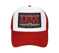 FWJZDSP Questo è ciò Che Faccio, aggiusto Le Cose e so Le Cose Cappello in Rete per Uomo e Donna Cappello da Camionista Cappello da Baseball Nero