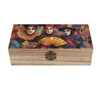 FWJZDSP Scatola portaoggetti in legno con coperchio incernierato, ideale per riporre gioielli e altri oggetti preziosi durante il Carnevale di Venezia. Organizzatore e decorazione.