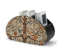 FWJZDSP Scatola portaoggetti per telecomandi Tree of Life con 5 scomparti, organizer in pelle per telecomandi per tavolino, elegante porta accessori TV per soggiorno, camera da letto, ufficio