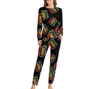 FWJZDSP Set Pigiama da Donna Reggae Rastafarian Rasta Lion, 2 Pezzi, Pigiama da casa a Maniche Lunghe e Pantaloni Lunghi con Tasche