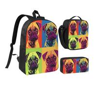 FWJZDSP Set zaino portatile con stampa di un tico carlino, completo di portapranzo e custodia, ideale per attività all'aperto.