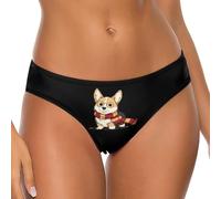 FWJZDSP Slip da Donna Elasticizzati con Stampa di Un Tico Corgi Che Indossa Una Sciarpa, Bikini Morbido e Traspirante per Signore.