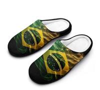 FWJZDSP Stile Bandiera del Brasile Bandiera Pantofole da Donna in Cotone Morbido con Punta Chiusa Pantofole Antiscivolo per Interni ed Esterni