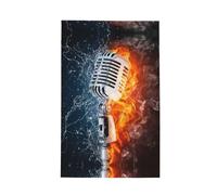 FWJZDSP Strofinaccio da cucina riutilizzabile con stampa a waffle Ice and Fire e microfono, ideale per le faccende domestiche e le pulizie, con passante per appenderlo.