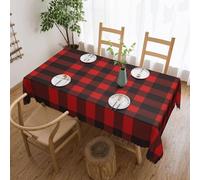 FWJZDSP Tovaglia rettangolare a quadri rossi e neri, ideale per pranzi e cene eleganti, perfetta per le vacanze e le feste.