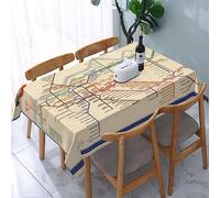 FWJZDSP Tovaglia rettangolare con mappa della metropolitana di Londra, in tessuto di poliestere, resistente all'acqua e senza pieghe, per cucina e sala da pranzo, 133 x 182 cm (4-6 posti)