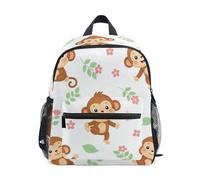 FWJZDSP Zainetto per bambina con tici disegni di scimmiette dei cartoni animati e targhetta per il nome, ideale per la scuola e i viaggi.
