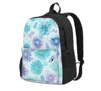 FWJZDSP Zaino con fiori ad ciano viola per uomo e donna, ideale per viaggi, escursioni, leggero, zaino per laptop, pesca, moda, grande capacità, zaino impermeabile, lavoro, università, nero, cari