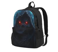 FWJZDSP Zaino con teschio e fulmine per uomo e donna, ideale per viaggi, escursioni, leggero, zaino per laptop, pesca, moda, grande capacità, zaino impermeabile, lavoro, università, nero, carino.