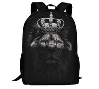 FWJZDSP Zaino da 17 pollici con corona del Re Leone, zaino leggero e casual per laptop, zaino da viaggio, escursionismo, shopping e campeggio