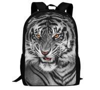FWJZDSP Zaino da 17 pollici per strisce di tigre nera di tigre albina, zaini leggeri regolabili per animali con tasche laterali in rete per viaggi e sport all'aria aperta