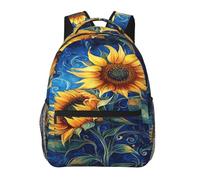 FWJZDSP Zaino leggero con girasoli vivaci e farfalle blu, ideale per la spiaggia e le escursioni.