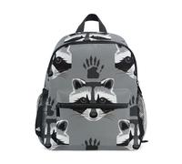 FWJZDSP Zaino per bambini con tico procione grigio, ideale per bambine e bambini, perfetto per la scuola, con targhetta per il nome o come zaino da viaggio.
