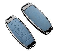 FWNERGUL Custodia for chiave auto compatibile con BYD Song Plus Pro Atto 3 Han EV Tang EV600 DM Qin Seal Dolphin Yuan MAX DMI Accessorio for auto in metallo e pelle(A-blue)