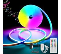 FWoche Striscia LED neon RGB 5M 12V, IP65, impermeabile, con app Bluetooth e telecomando, musica sync, flessibile, in silicone, Magic Color per esterni, soggiorno, camera da letto, parete