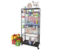 FWTXZTER Portarotolo, nastro regalo, supporto per rulli, organizer con 16 ripiani, supporto con ruote, ruote avvolgibili, carrello per ruote (nero)