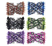 FXBLING 6 pettini magici facili per donne chignon Maker accessori, elastici con perline doppie fermagli per capelli per lo styling dei capelli o la decorazione dei capelli