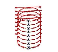 Fxiqini 8 braccialetti intrecciati rotanti contro il malocchio, regolabili, 7 nodi, Hamsa, mano, kabbalah, braccialetto intrecciato con corda rossa e nera, per donne e uomini, nylon, non noto, Nylon