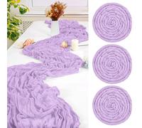 FXKS 3 runner da tavola viola chiaro, 55 x 300 cm, romantico rustico bohémien, per formaggi, matrimoni, addio al nubilato