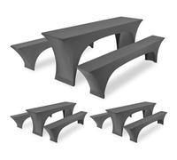 FXKS 3 Set di tovaglia da tavolo da birras a tre pezzi, copertina da panchina da birra stretch Grigio scuro, copertina da tavolo da birra e copertinas da panchina per banchetti (220 x 50 x 70 cm)