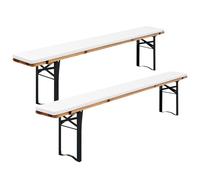 FXKS Confezione da 2 cuscini imbottiti per panchine da birra, 220 x 25 x 3 cm, XL, lavabili e imbottiti, per set di tende da festa (bianco, impermeabile)