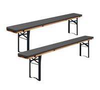 FXKS Confezione da 2 cuscini imbottiti per panchine da birra, 220 x 25 x 3 cm, XL, lavabili e imbottiti, per set di tende da festa (grigio, impermeabile)