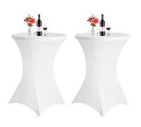 FXKS Set 2 Pezzi di Tovaglia Elastica in Spandex ad Angolo Quadrato per Cocktail Party, Adatto per Eventi di Nozze Ricevimenti bar, Tovaglia Circolare da Cocktail Alta (Bianco 80x110 cm)