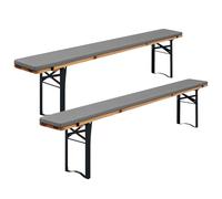 FXKS Set di 2 cuscini imbottiti per panchine da birra, 220 x 25 x 3 cm, XL, lavabili e imbottiti, per set di tende da birra (grigio chiaro, impermeabile)