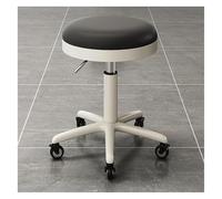 FXLUHAY Sedia a sella con ruote, sgabello girevole regolabile, sgabello idraulico for spa, salone, ufficio, negozio, sedia da lavoro girevole in pelle rotonda(Dark Grey)